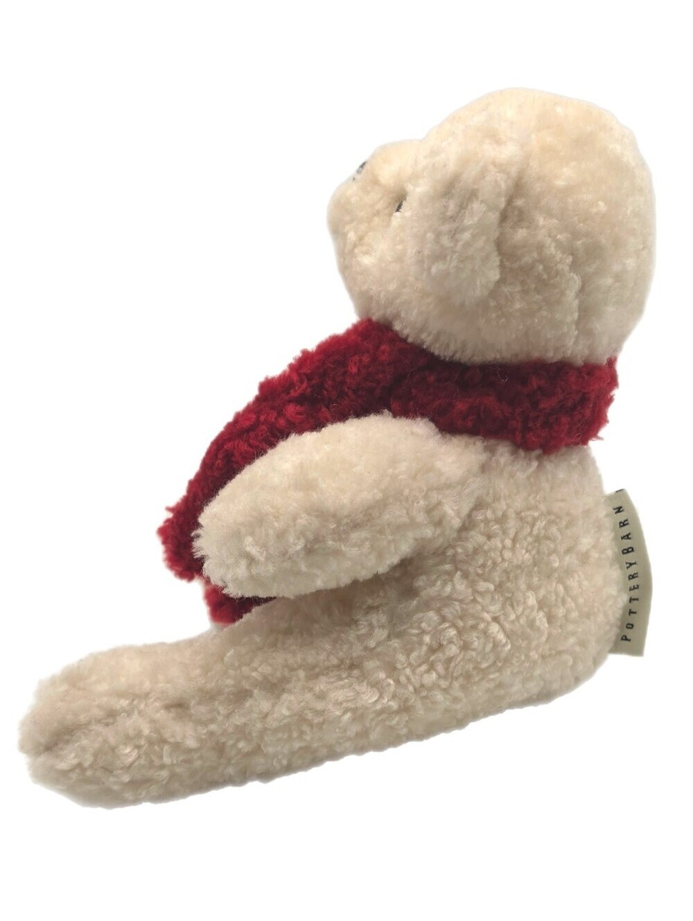 Pottery Barn Plush Cream Teddy Bear with Red Scarf - Picture 4 of 5